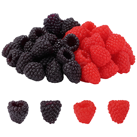 50Pcs 2 Colors PVC Plastic Simulation Raspberry AJEW-PH0007-90-1