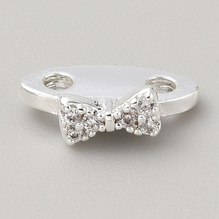 Brass Pave Clear Cubic Zirconia Connector Charms KK-WH0081-22B-S-1