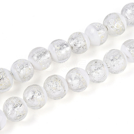 Luminous Handmade Lampwork Silver Foil Beads Strand FOIL-N029-03A-1