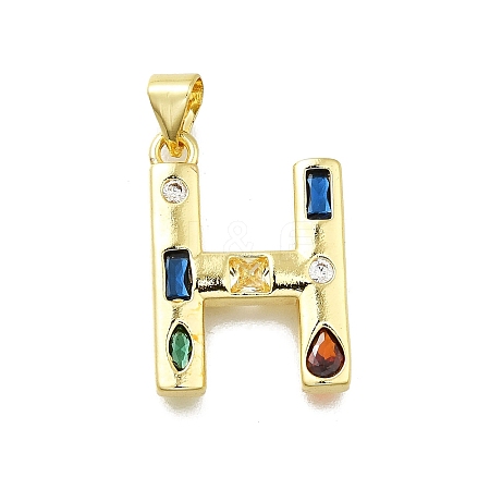 Brass Micro Pave Clear Cubic Zirconia Pendants KK-G521-01G-H-01-1