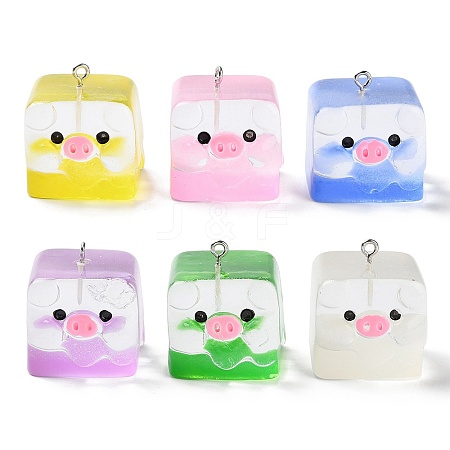 Luminous Transparent Resin Cartoon Pendants CRES-Z004-05-1