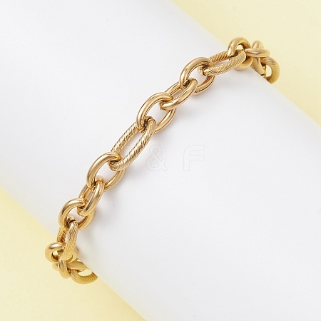 304 Stainless Steel Figaro Chain Bracelets for Women Men BJEW-JB12899-1