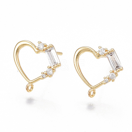 Brass Cubic Zirconia Stud Earring Findings X-KK-S350-001G-1