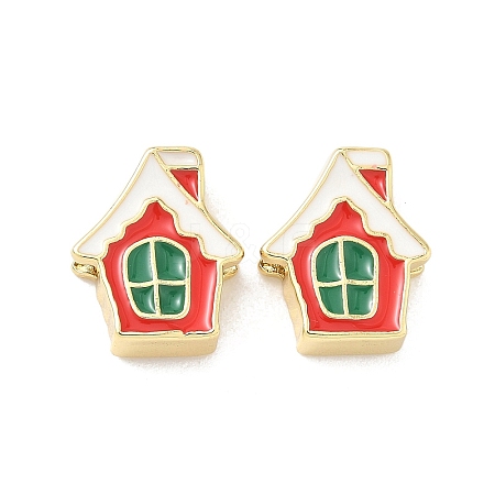 Christmas Brass Enamel Beads KK-I474-G17-1