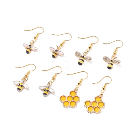 Bee Theme Enamel Dangle Earrings EJEW-JE04808-1