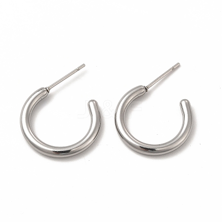 Non-Tarnish 304 Stainless Steel Ring Stud Earrings EJEW-C004-12B-P-1