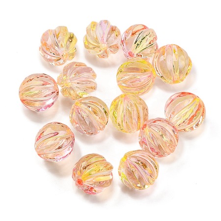 549Pcs Round Corrugated Transparent Acrylic Beads Two Tone MACR-K359-21B-1