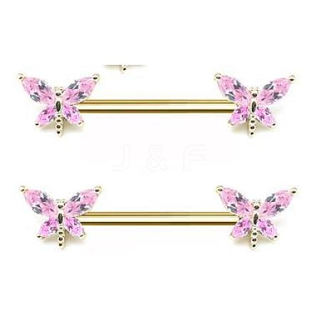 Brass Cubic Zirconia Dragonfly Nipple Rings WG71E21-05-1