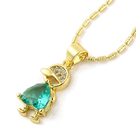 Brass Pave Cubic Zirconia Boy Love Pendant Necklaces for Women NJEW-S430-01G-04-1