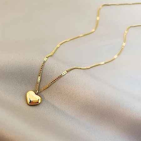 Alloy Heart Pendant Figaro Chain Necklaces for Women WG28BBE-01-1