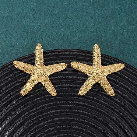 304 Stainless Steel Starfish Stud Earrings EJEW-Z135-02G-03-1