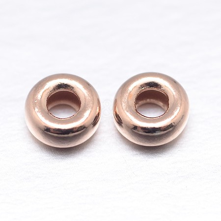 Real Rose Gold Plated Flat Round 925 Sterling Silver Spacer Beads STER-M103-02-4.5mm-RG-1