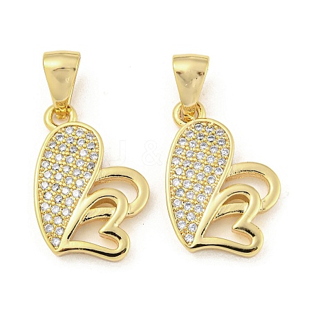 Brass Micro Pave Clear Cubic Zirconia Pendants ZIRC-P113-07G-G-1