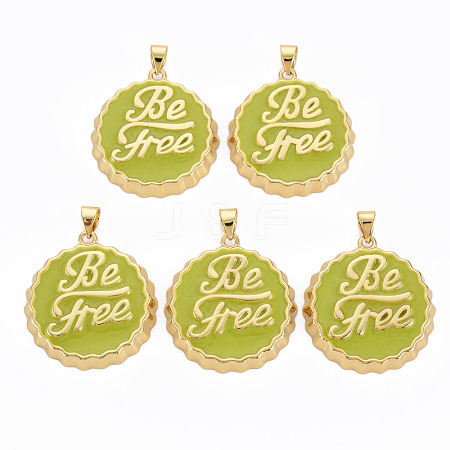 Brass Enamel Pendants ENAM-S128-002J-NR-1