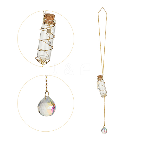 Glass Bottle Plant Hanger HJEW-DR00178-1