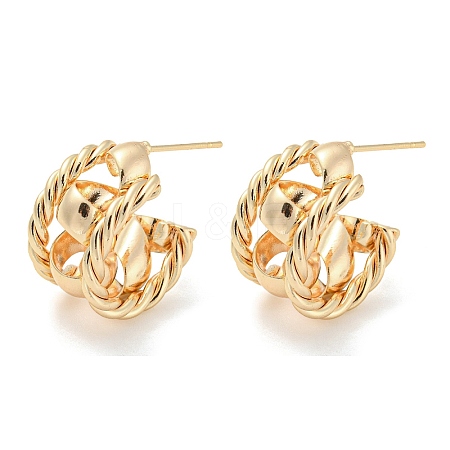 Brass Stud Earrings EJEW-K264-06G-1