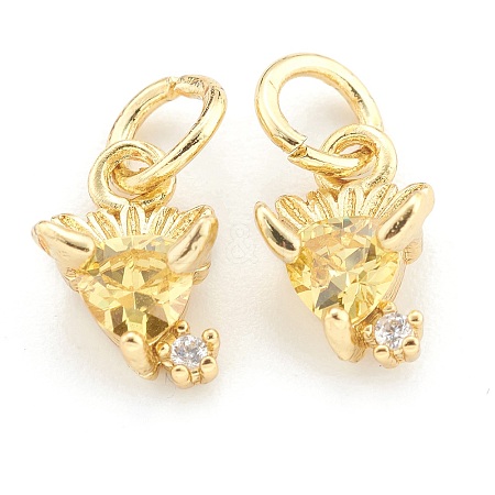Brass Cubic Zirconia Pendants ZIRC-O041-02G-1