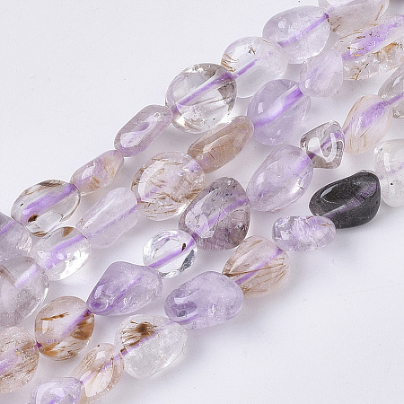 Natural Purple Rutilated Quartz Beads Strands G-S363-028E-1