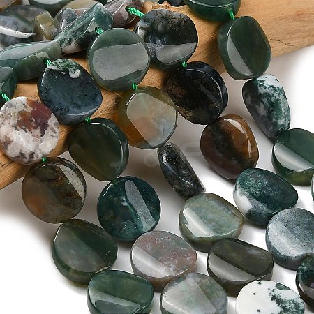 Natural Moss Agate Beads Strands G-NH0028-03-1
