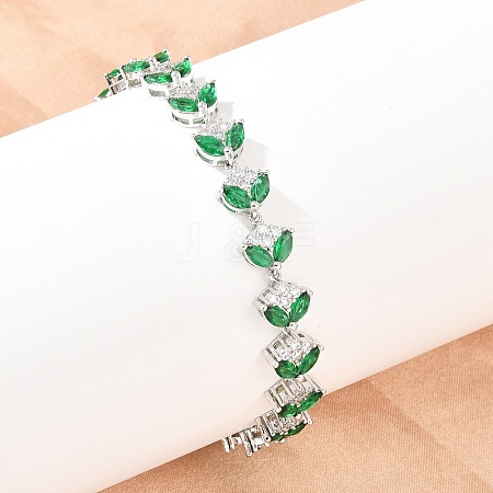 Platinum Tone Brass Micro Pave Cubic Zirconia Tennis Bracelets BJEW-B160-09P-1