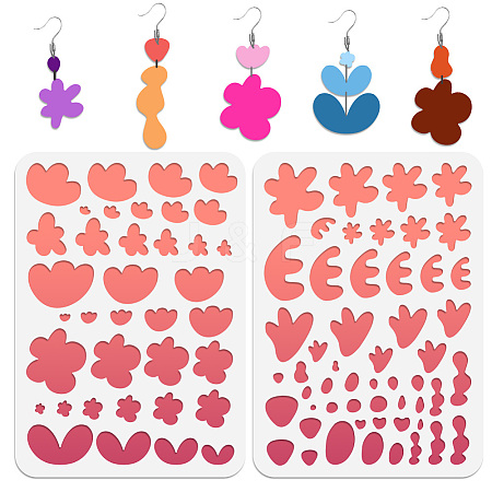 2Pcs 2 Style PET Plastic Earring Handwork Template DIY-WH0571-003-1