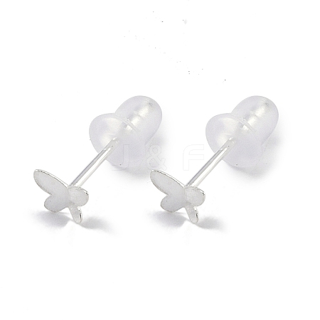 999 Sterling Silver Stud Earrings for Women EJEW-S215-30S-04-1