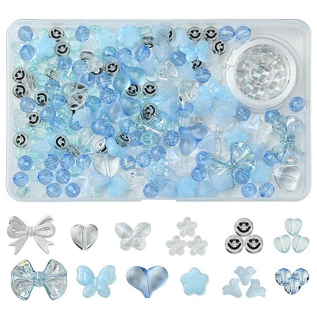 219Pcs 12 Styles Acrylic Beads with 1 Roll Strong Stretchy Beading Elastic Thread OACR-FS0001-58-1