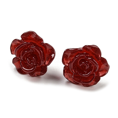 Resin Rose Flower Stud Earrings with 316 Stainless Steel Pins EJEW-D070-01C-1