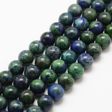 Natural Chrysocolla and Lapis Lazuli Beads Strands G-P281-03-8mm-1