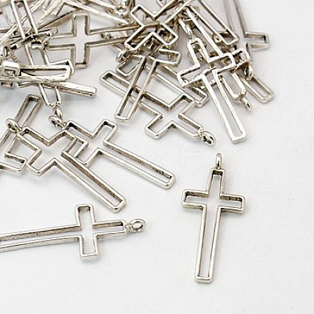 Tibetan Style Alloy Hollow Cross Pendants EAA353Y-NF-1