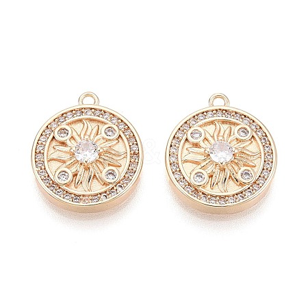 Brass Pave Clear Cubic Zirconia Pendants KK-T081-04G-1