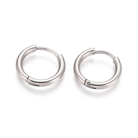 Tarnish Resistant 202 Stainless Steel Huggie Hoop Earrings X-EJEW-F111A-14mm-P-1