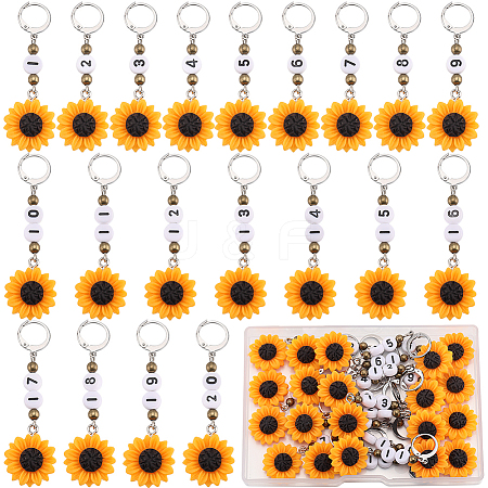 Resin Sunflower Pendant Decorations HJEW-SC00058-1