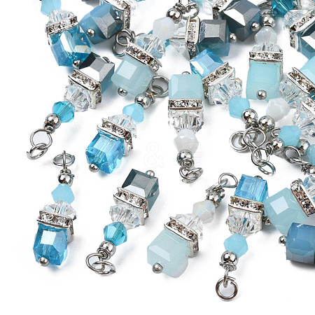 Faceted Transparent Glass Charms GLAA-Q026-08-1