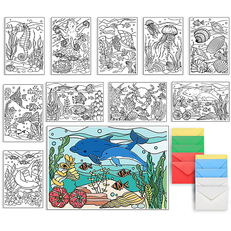 AHADERMAKER 1 Set Coloring Paper Greeting Cards Sets AJEW-GA0007-06-1