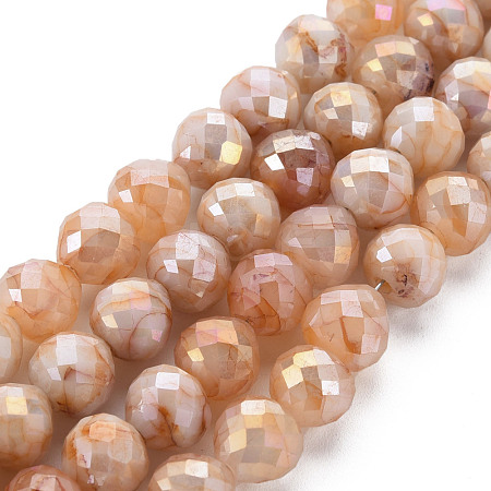 Opaque Baking Painted Crackle Glass Beads Strands EGLA-S174-19E-1