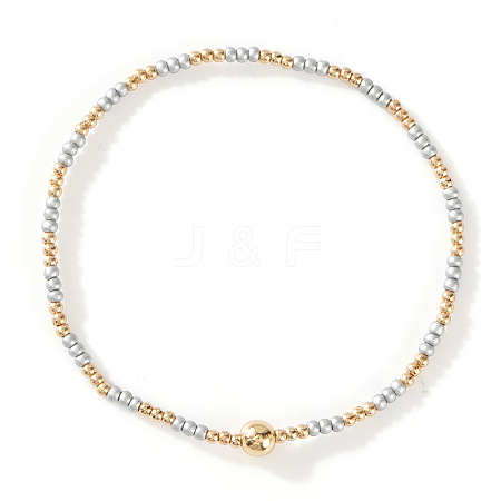 Glass Seed Beads & CCB Beads Stretch Bracelets TB4137-27-1