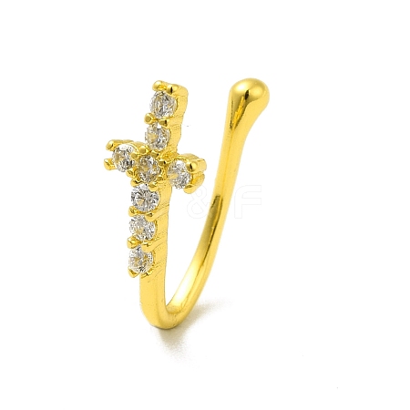 Clear Cubic Zirconia Cross Clip on Nose Rings LS-AJEW-F059-11G-1