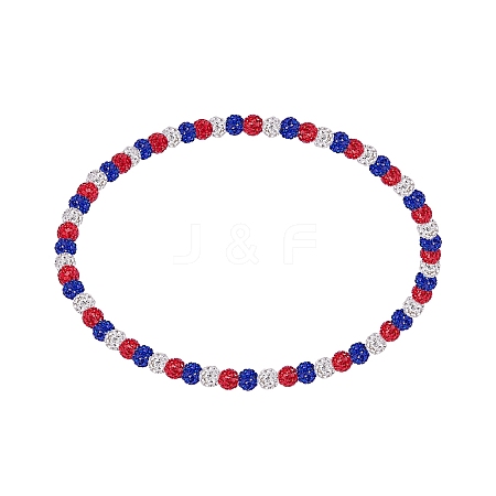 Polymer Clay Rhinestone Round Beaded Necklaces NJEW-SW00049-07-1