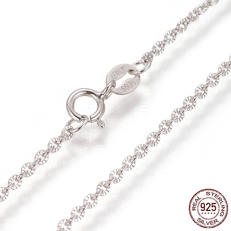 Rhodium Plated 925 Sterling Silver Cable Chain Necklaces STER-L059-12P-1