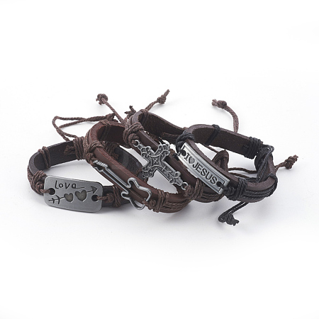 Adjustable Casual Unisex Leather Bracelets Sets BJEW-MSMC002-32-1