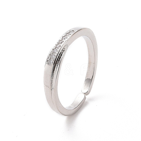 Clear Cubic Zirconia Open Cuff Ring RJEW-H127-05P-1