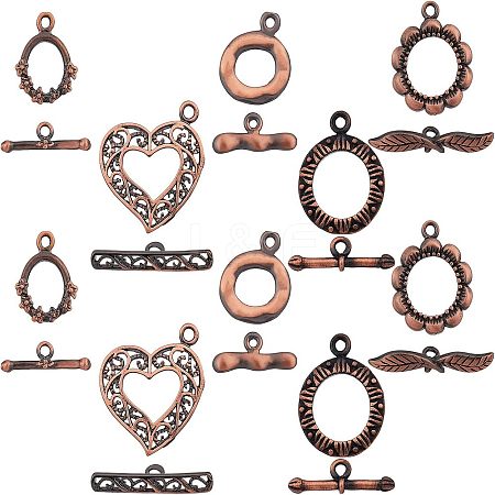 SUPERFINDINGS 10 Sets 5 Styles Brass Toggle Clasps KK-FH0004-14-1