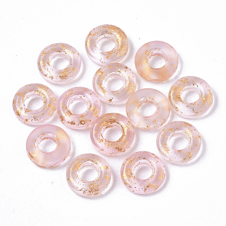 Transparent Spray Painted Glass European Beads GLAA-N035-04C-1