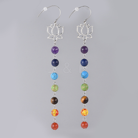 Gemstone Dangle Earrings X-EJEW-JE03722-1