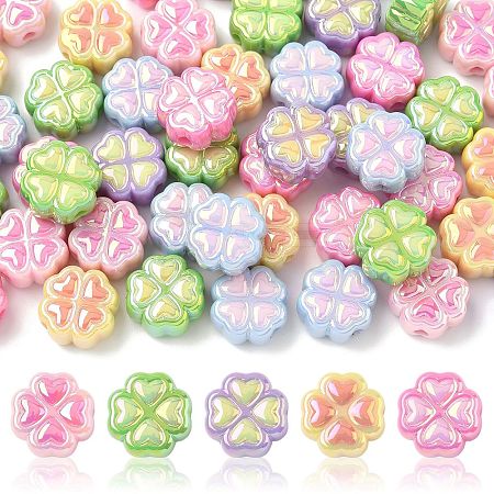 50Pcs UV Plating Opaque Acrylic Beads SACR-CJ0001-75-1