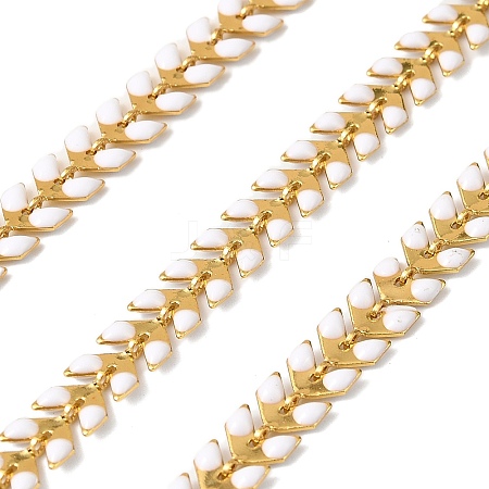 Brass Enamel Leaf Link Chains CHC-F021-02G-06-1