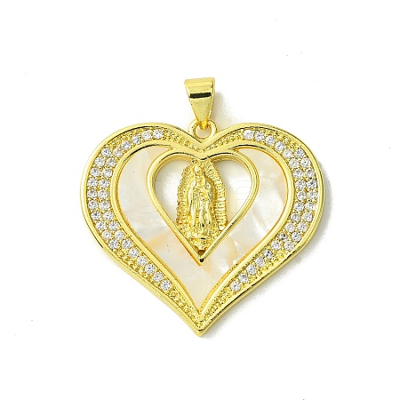 Real 18K Gold Plated Brass Micro Pave Cubic Zirconia Pendants KK-H472-14G-02-1