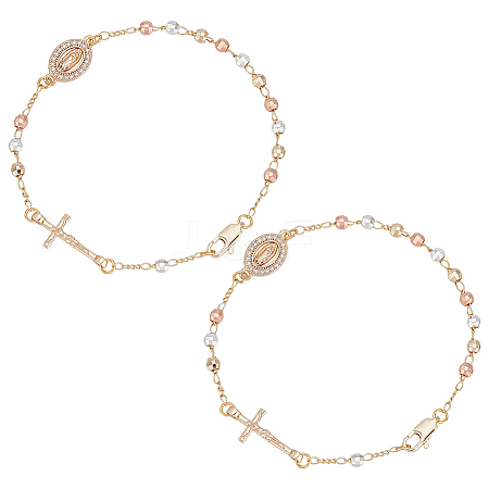 2Pcs Brass Beads Link Bracelets BJEW-GO0001-33-1