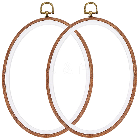 PP & PVC Plastic Imitation Wood Cross Stitch Embroidery Hoops DIY-WH20055-058B-03-1